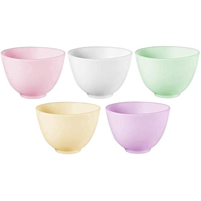Hulless 3.3 INCH SILICONE FACIAL MASK MIXING BOWL FOR FACIAL MASK, MUD MASK AND OTHER SKINCARE PRODUCTS MEDIUM MULTI COLORED 5 PCS. - Image 1